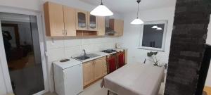 een keuken met een witte koelkast en een spoelbak bij Villa Aida in Bihać
