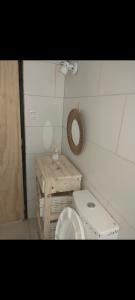 圣拉斐尔Lo de juan的配有白色马桶和镜子的浴室