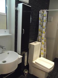 ブルガスにあるApartment Sredna Goraのバスルーム(白いトイレ、シンク付)