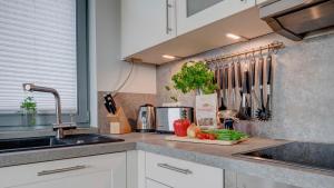 Küche/Küchenzeile in der Unterkunft Ostsee - Appartement Nr 181 "Uferschwalbe" im Strand Resort