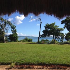 a grassy field with a view of the water at Buenavista Paradise Resort in Looc