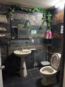 um banheiro com vaso sanitário e pia em Wutai Dream-house em Wutai