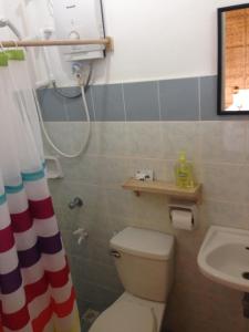 a bathroom with a toilet and a shower and a sink at Buenavista Paradise Resort in Looc