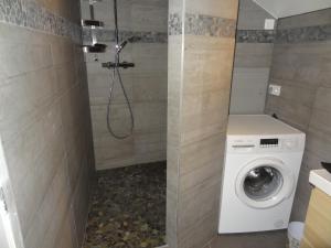 La salle de bains est pourvue d'un lave-linge et d'un lave-linge. dans l'établissement La Pointe D'Yvoire, à Yvoire