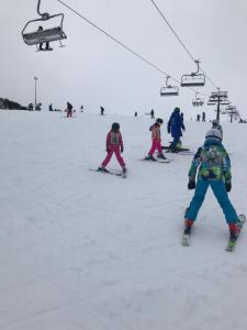 a group of children skiing on a ski lift at Courtyard Cottage Healesville, close to everything in Healesville