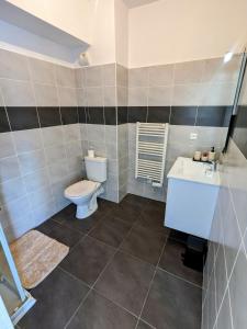 un baño con inodoro y lavabo en Studio spacieux en centre Ville, en Calvi