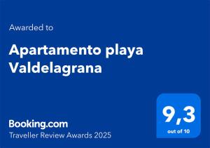 Certifikát, ocenenie alebo iný dokument vystavený v ubytovaní Apartamento playa Valdelagrana