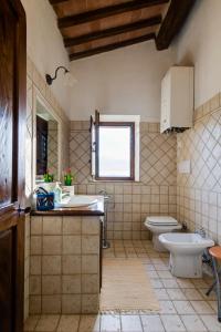 a bathroom with a sink and a toilet at Agriturismo Bindozzino in Castiglione dʼOrcia