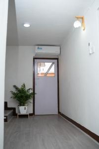 an empty room with a door and a potted plant at The Serenity Space in Pātan
