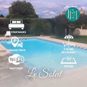 Πισίνα στο ή κοντά στο Le Soleil - Résidence avec piscine et parking - 15 min des plages