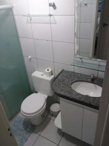 a bathroom with a toilet and a sink at Apto 2/4 Centro Recife in Recife