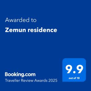 Certificato, attestato, insegna o altro documento esposto da Zemun residence