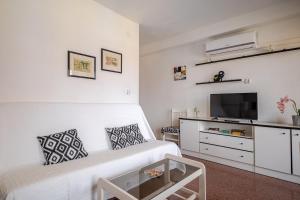 salon z kanapą i telewizorem w obiekcie Edificio Laura w mieście San Pedro del Pinatar
