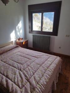a bedroom with a large bed and a window at Casa Marco in Gistaín