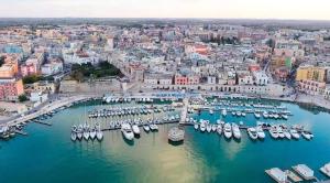 an aerial view of a harbor with boats at Do Mar in Bisceglie