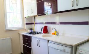 a kitchen with a sink and a stove at Cappadocia Beyaz Konak 1 in Gülşehir
