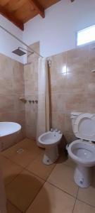 a bathroom with a toilet and a sink at Vista a la montaña in Chilecito