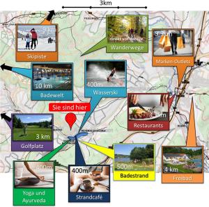 a map with different pictures of different attractions at Ferienhaus Anne mit Sauna, See, Wald und Ruhe in Kemmerode