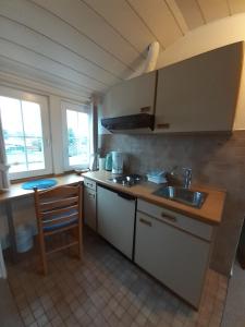 una cocina con fregadero y encimera en Appartement Klahn Nr2, en Fehmarn