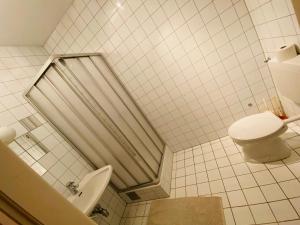 a white bathroom with a toilet and a sink at Wohnung mit Balkon, Graz Zentrum in Graz +2 photos