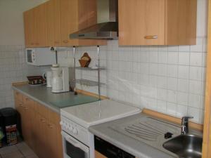 a kitchen with a sink and a counter top at Hering in Grossenbrode
