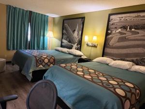 Postel nebo postele na pokoji v ubytování Super 8 by Wyndham Mendota I-39