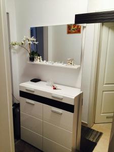 een badkamer met een wastafel en een spiegel bij Apartment near Villa Turgenev in Baden-Baden