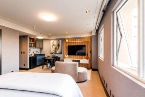Flat com lazer, Wi-Fi e otima localizacao的休息区