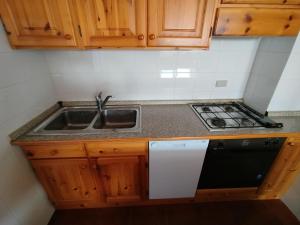a kitchen counter with a sink and a stove at Villa Carla - Lago in Mezzolago +13 photos