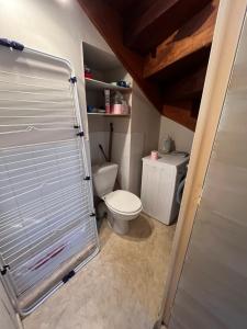a small bathroom with a toilet and a sink at Maison calme à Allassac in Allassac