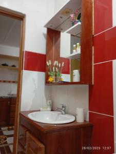 a bathroom with a sink and a mirror at Appartement N01 T3 in Oiapoque +33 photos
