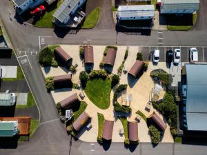 an aerial view of a parking lot with cars at Hilltop Holiday Park in Portrush