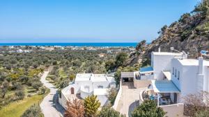 a view of a white house with the ocean in the background at Afandou Sea View in Afantou