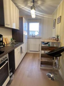 Kuchyň nebo kuchyňský kout v ubytování Ferienwohnung Frühauf Geithain