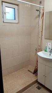a bathroom with a shower and a sink at 4 Rooms Apartment in Tulcea +18 photos