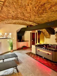 een keuken met een kookplaat in de kamer bij Celje Spa Apartment in Celje +32 foto's