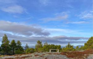 a bench on top of a hill with trees at 2 Bedroom Amazing Home In Agdenes in Fremstad
