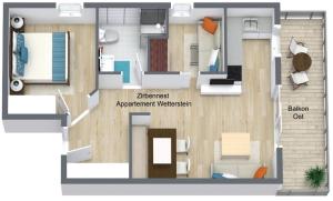 Půdorys ubytování Apartment Wetterstein