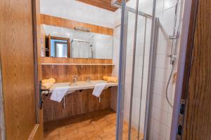 a bathroom with a sink and a mirror at Huberhof 9 by Alpenidyll Apartments in Rohrmoos +5 photos
