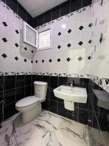 a bathroom with a toilet and a sink at Maison Chebbi in Tozeur