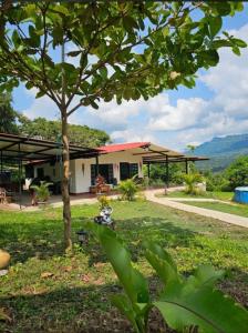 una casa con un árbol delante de ella en Finca Villa Marina, en Villeta