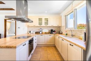 Η κουζίνα ή μικρή κουζίνα στο Villa Philena Ladiko heizbarer Pool