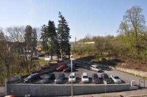 grupa samochodów zaparkowanych na parkingu w obiekcie Hotel Lions Plzen w Pilznie