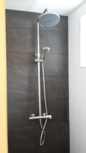 eine Dusche mit Duschkopf im Bad in der Unterkunft Apartment Vredehof in Sint Maartensbrug