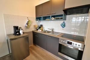 Kuchyň nebo kuchyňský kout v ubytování Apartment C46 "Valentine" im Haus Feldbergblick, Lenzkirch, Hochschwarzwaldkarte, Innenpool, Sauna