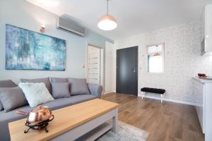 a living room with a couch and a table at Apartamenty w centrum Krakowa nad Wisłą in Kraków