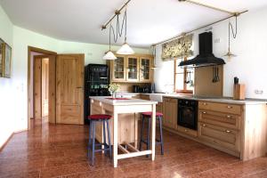 Køkken eller tekøkken på VILLA SEEBERG - by "Schloss Gessenberg" luxurious vacation home with lake and mountain views, suitable for families and friends