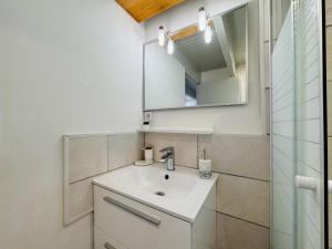 un bagno con lavandino e specchio di Appartement Le Cosy de La Ramée a Tournefeuille Altre 22 foto