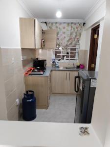 ナクルにあるKings Sapphire Apartments,Nakuruのシンクと冷蔵庫付きのキッチン