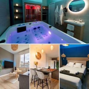Posteľ alebo postele v izbe v ubytovaní Escapade Relaxante - Spa - Jacuzzi - Sauna - Privés